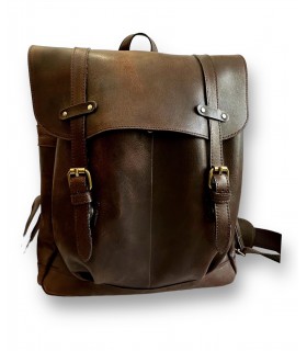 Unisex Leather backpack with two straps and buckles