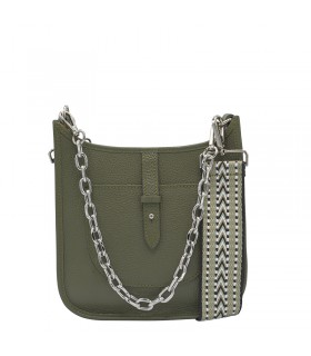 Γυναικεία Δερμάτινη Τσάντα ώμου με ιμάντα και αλυσίδα